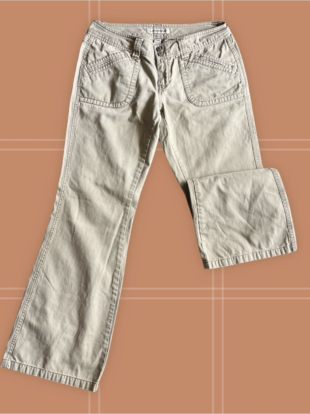 Aeropostale Low-Rise Flare Pants Khaki Y2K Size 7/8 - Picture 2 of 5